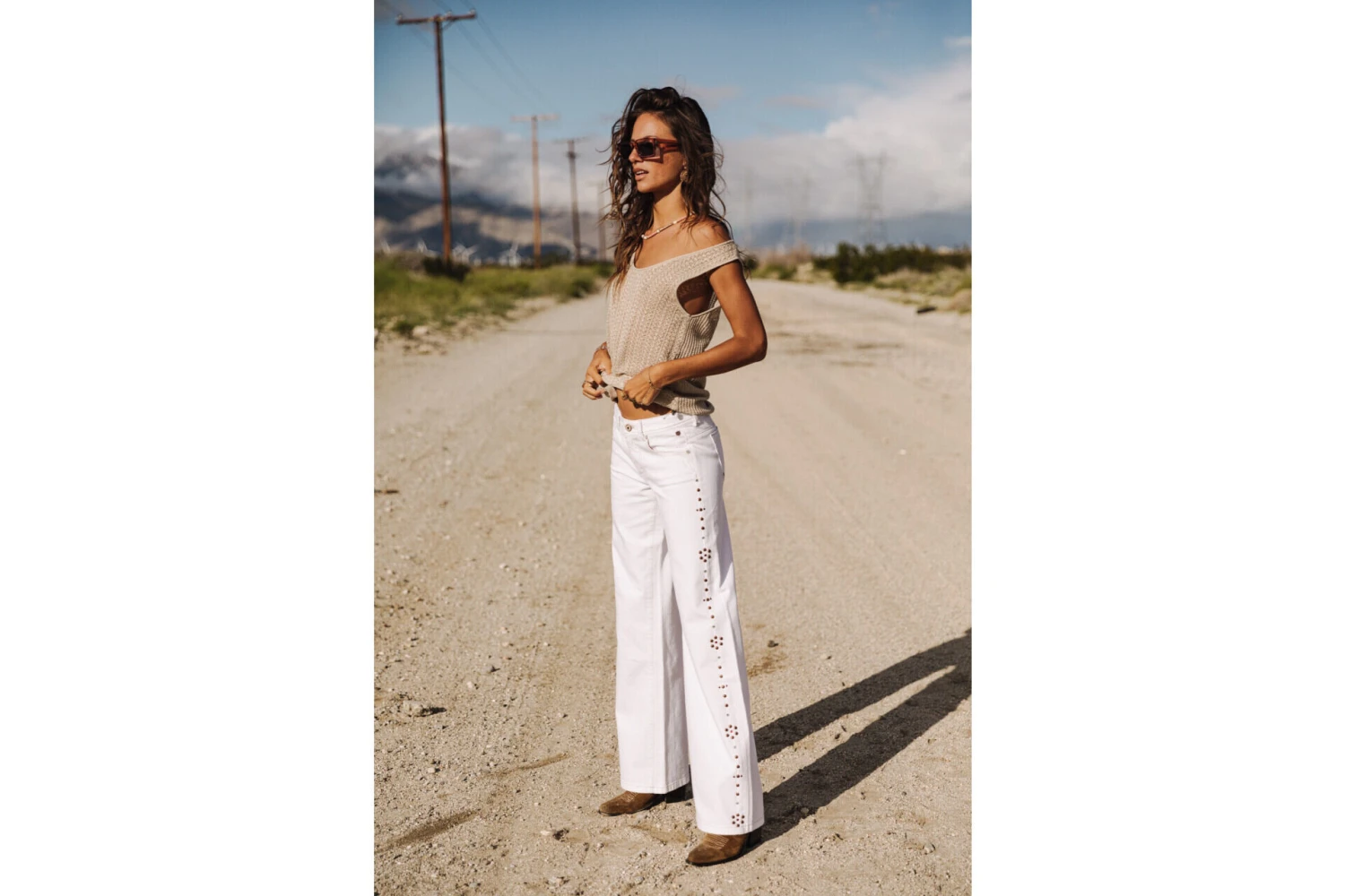 Freeman T. Porter Agatha Andalousia Pantalon Large Femme, Off White – Image 2