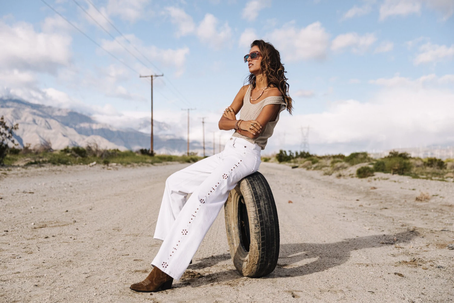 Freeman T. Porter Agatha Andalousia Pantalon Large Femme, Off White – Image 13