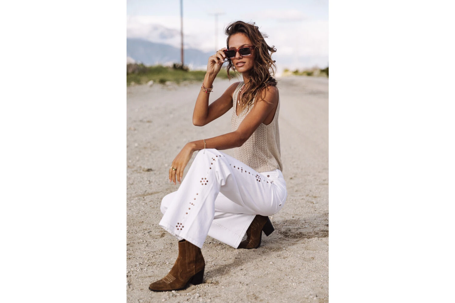 Freeman T. Porter Agatha Andalousia Pantalon Large Femme, Off White – Image 14