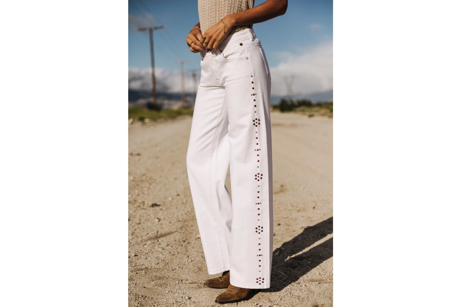 Freeman T. Porter Agatha Andalousia Pantalon Large Femme, Off White – Image 3