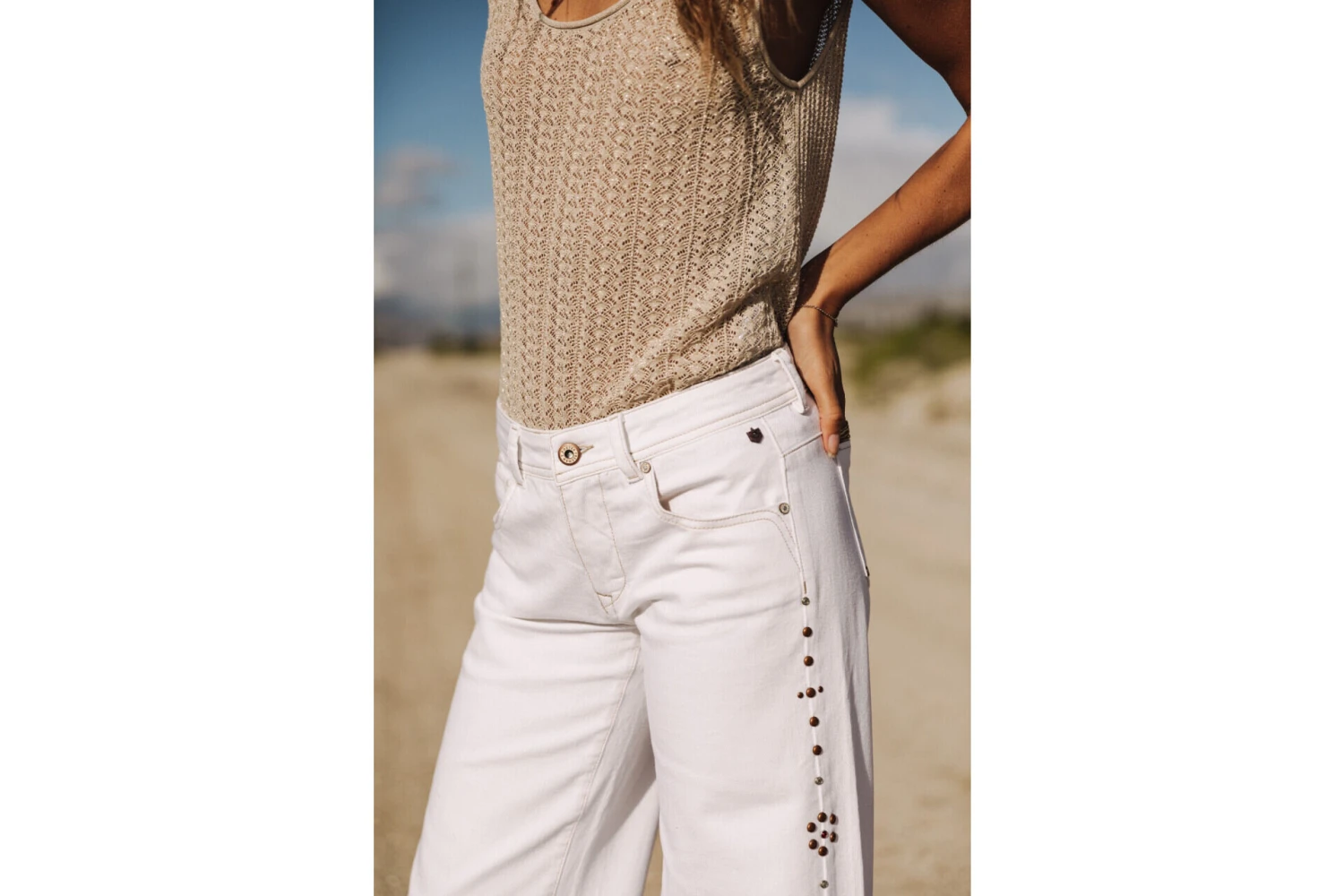 Freeman T. Porter Agatha Andalousia Pantalon Large Femme, Off White – Image 5