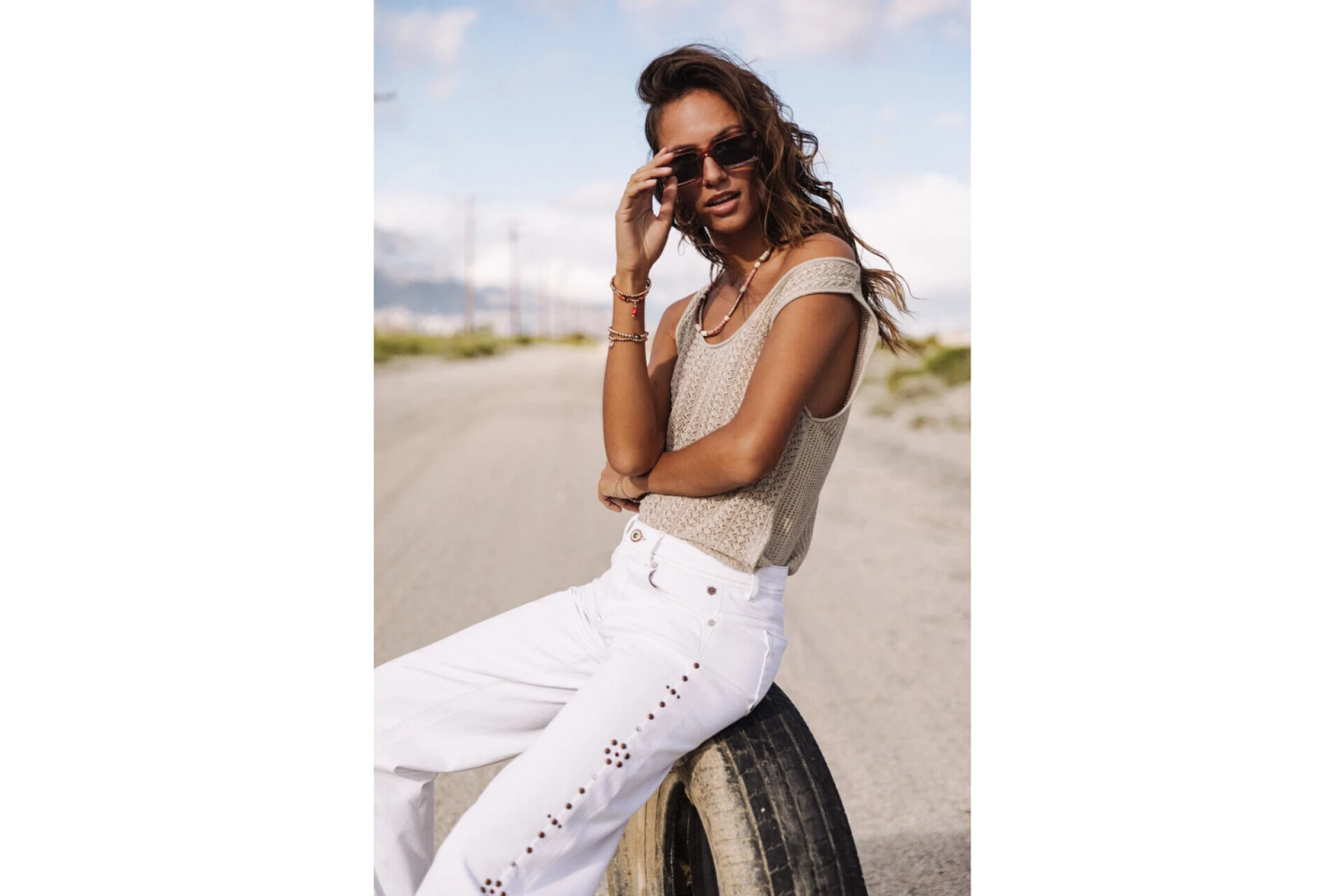 Freeman T. Porter Agatha Andalousia Pantalon Large Femme, Off White – Image 6