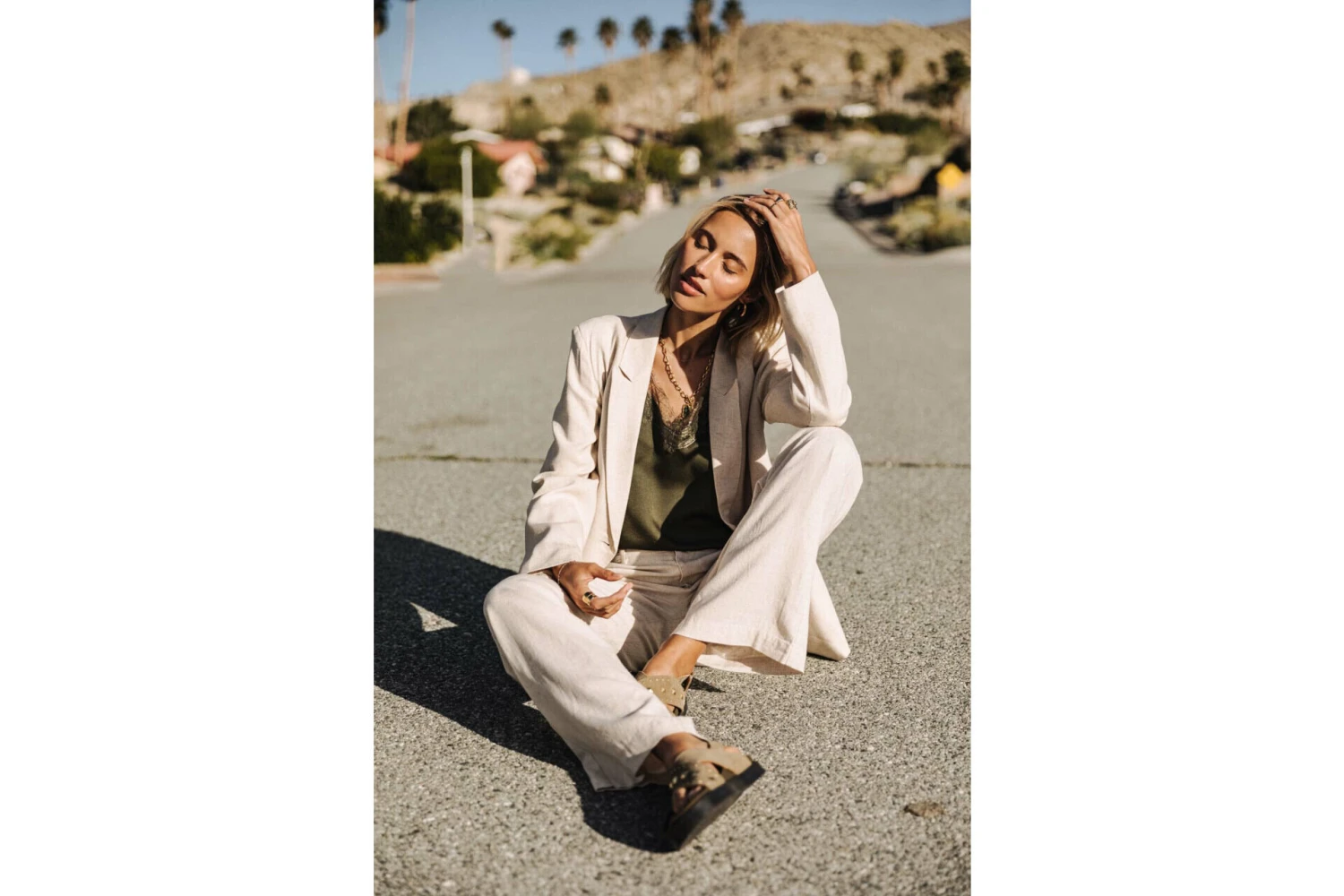 Freeman T. Porter Agatha Plain Linen Pantalon Large Femme, Simply Taupe – Image 13