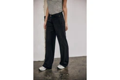 Freeman T. Porter Agatha Plain Linen Pantalon Large Femme, Black