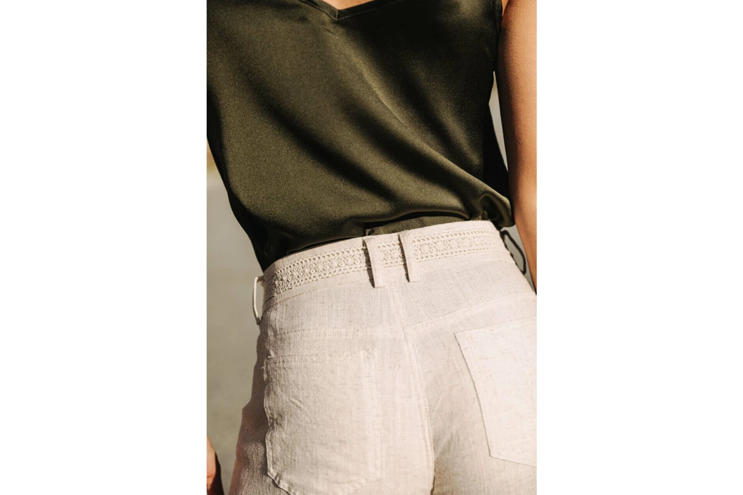 Freeman T. Porter Agatha Plain Linen Pantalon Large Femme, Simply Taupe – Image 4