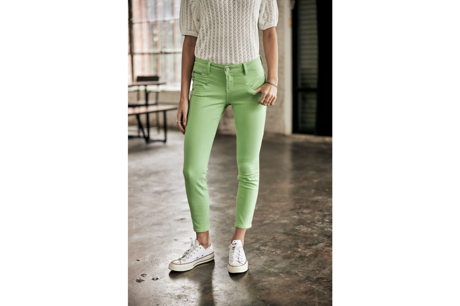 Freeman T. Porter Alexa Cropped New Magic Color Pantalon Coloré Femme, Quiet Green – Image 4