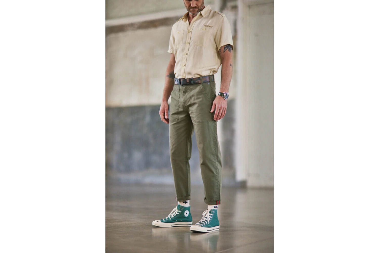 Freeman T. Porter Alexis Yago Pantalon Style Worker Homme, Deep Lichen Green – Image 2
