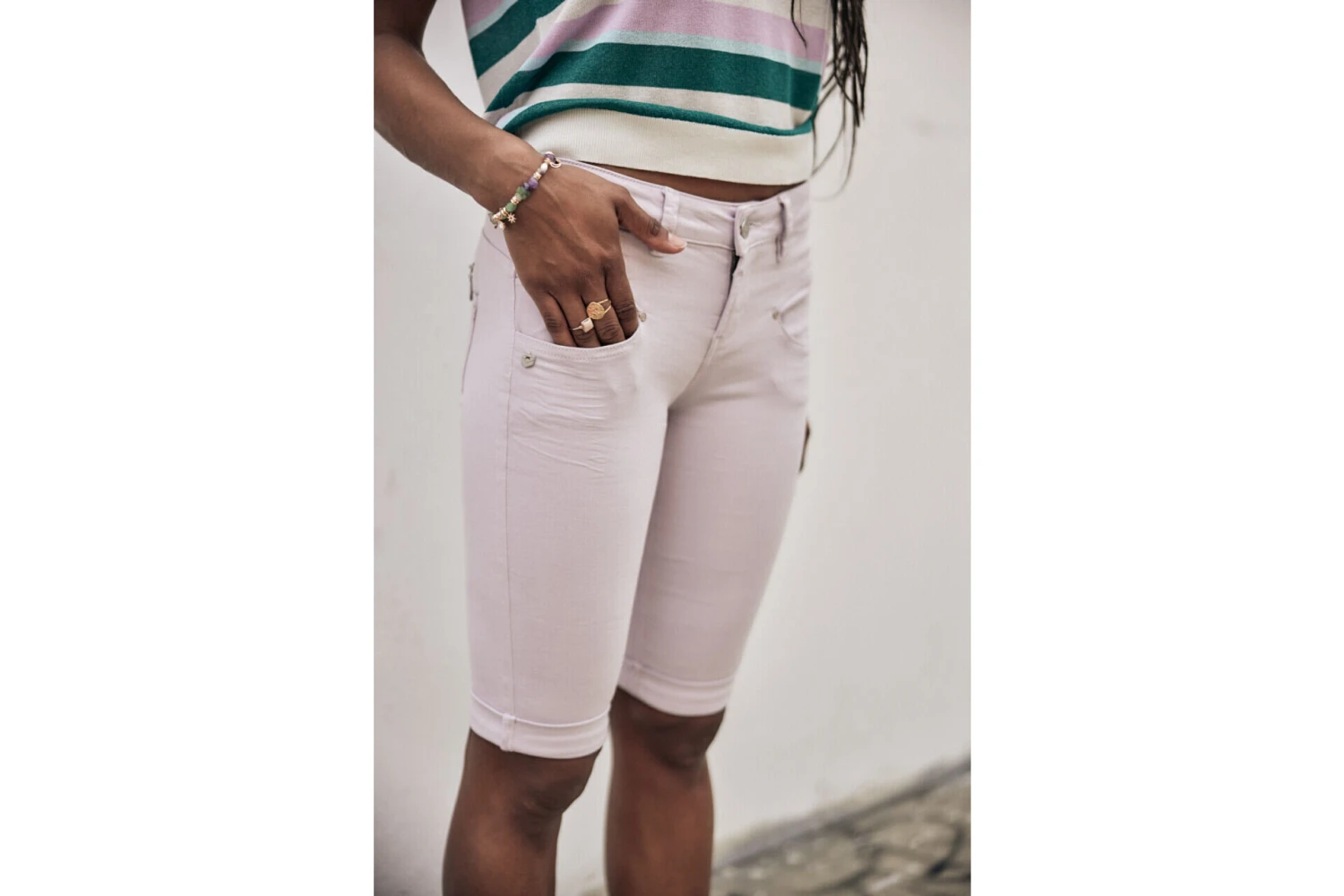 Freeman T. Porter Belixa New Magic Color Bermuda Slim Femme, Pastel Lilac – Image 2