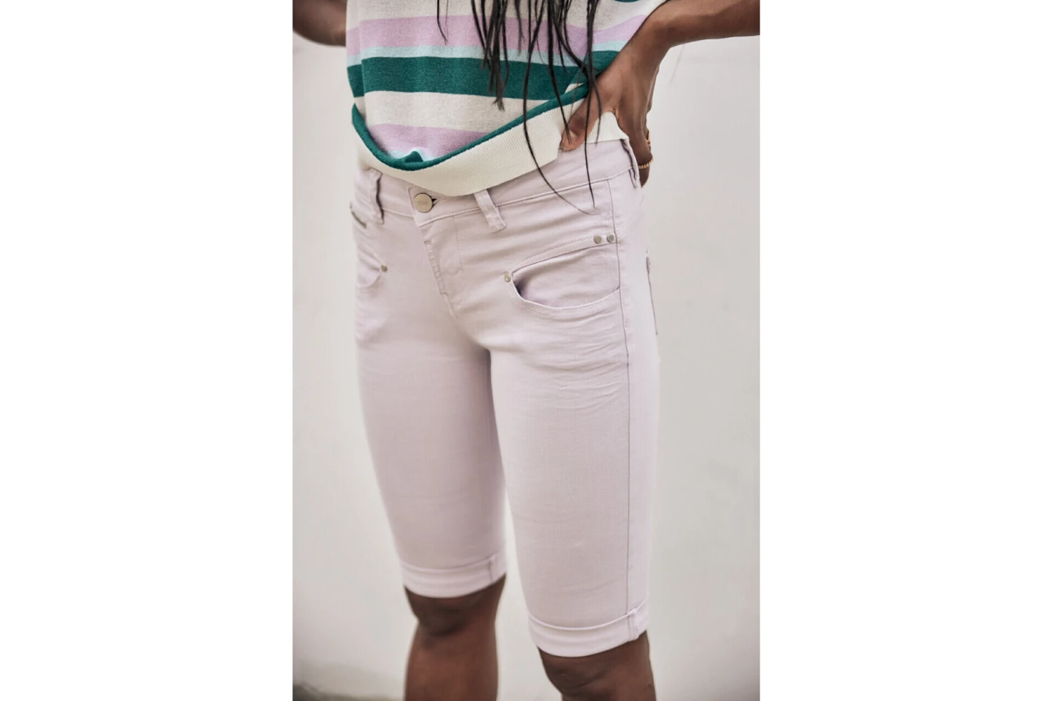Freeman T. Porter Belixa New Magic Color Bermuda Slim Femme, Pastel Lilac – Image 5