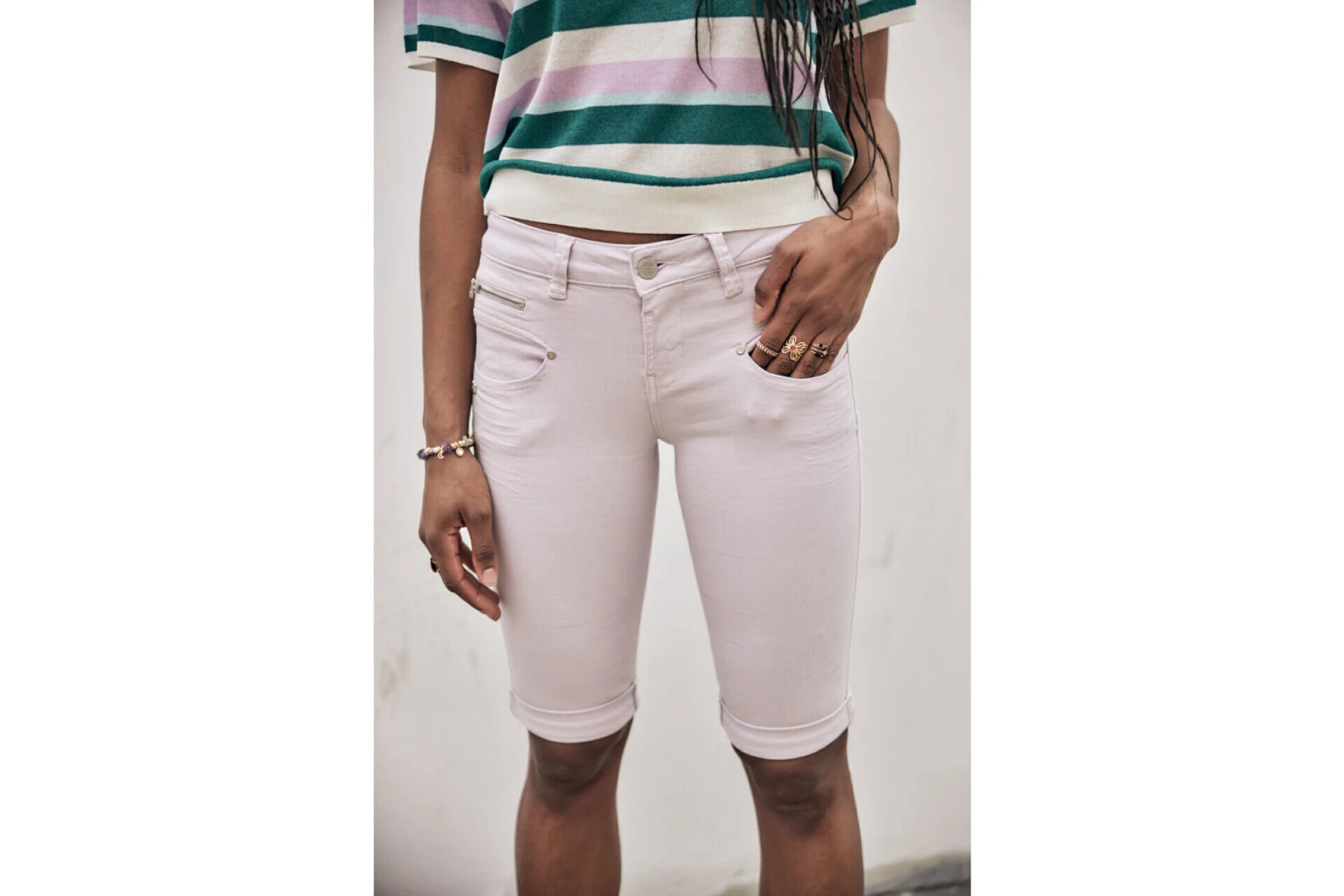 Freeman T. Porter Belixa New Magic Color Bermuda Slim Femme, Pastel Lilac – Image 6