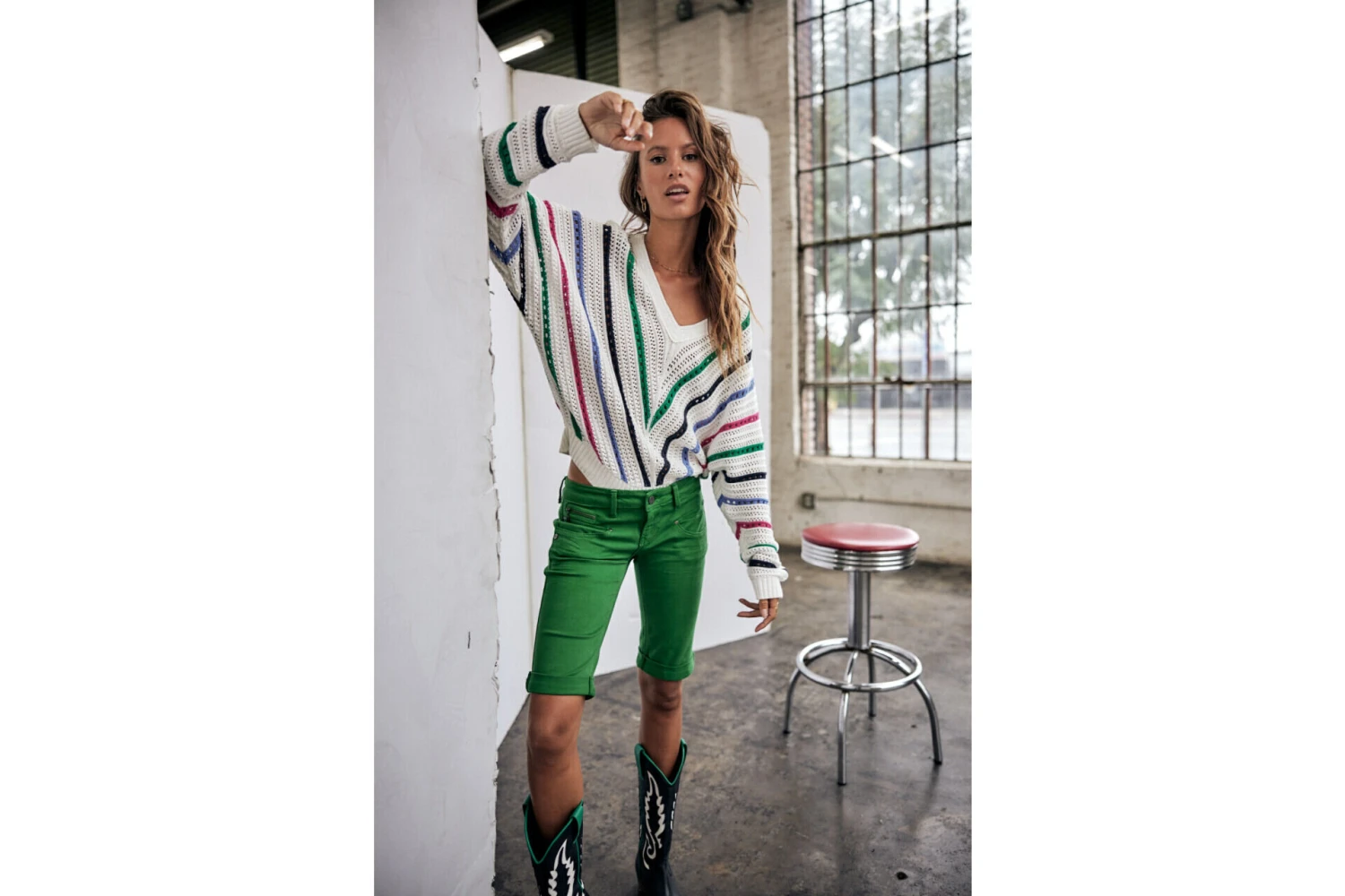 Freeman T. Porter Belixa New Magic Color Bermuda Slim Femme, Foliage Green – Image 10