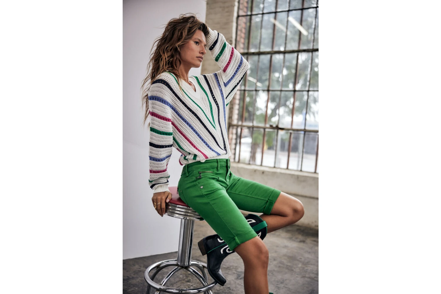 Freeman T. Porter Belixa New Magic Color Bermuda Slim Femme, Foliage Green – Image 12