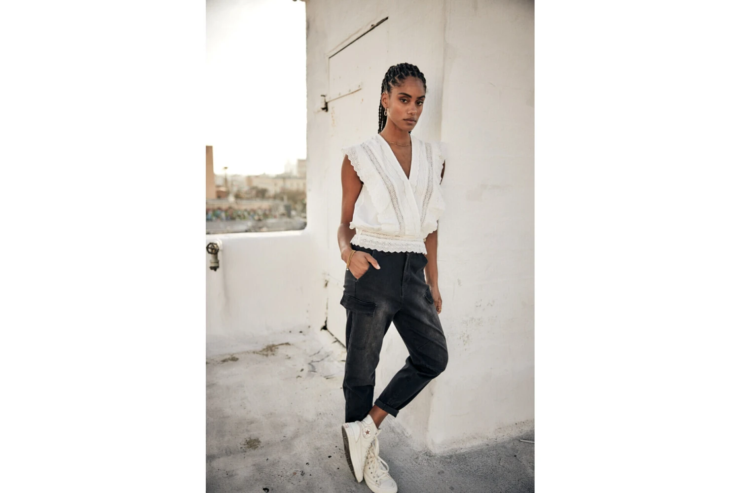 Freeman T. Porter Bernia Lace Top Sans Manches Femme, White – Image 12