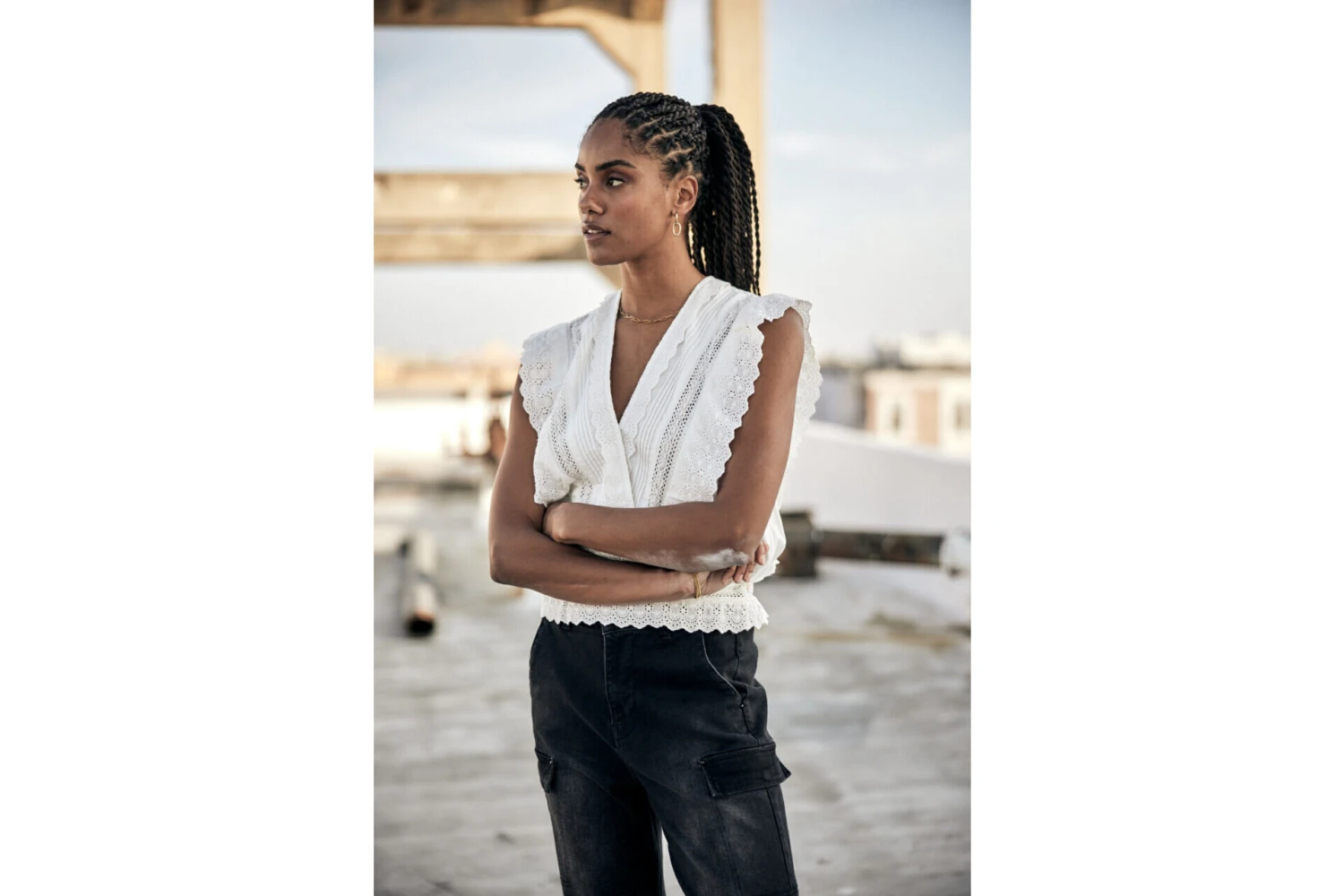 Freeman T. Porter Bernia Lace Top Sans Manches Femme, White – Image 3