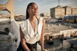 Freeman T. Porter Bernia Lace Top Sans Manches Femme, White