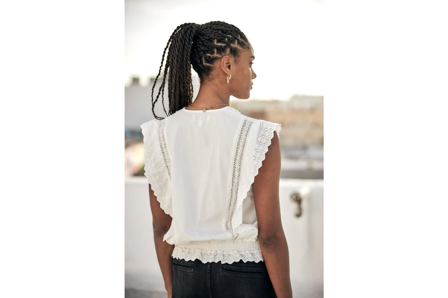 Freeman T. Porter Bernia Lace Top Sans Manches Femme, White – Image 4