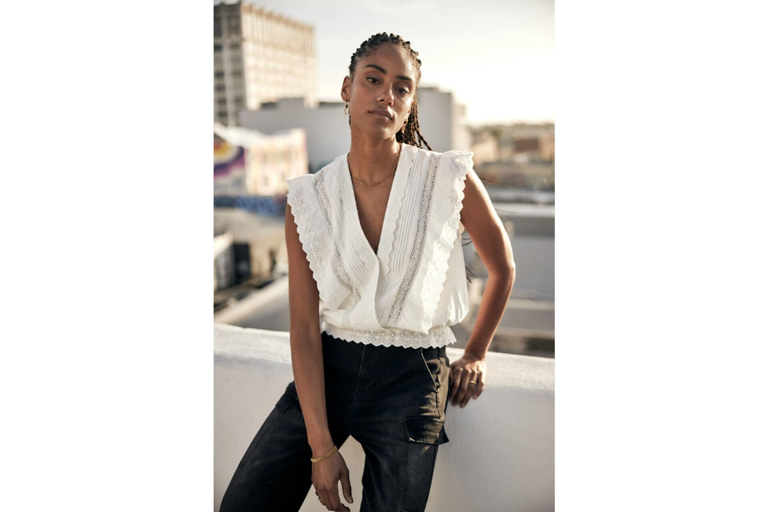 Freeman T. Porter Bernia Lace Top Sans Manches Femme, White – Image 6