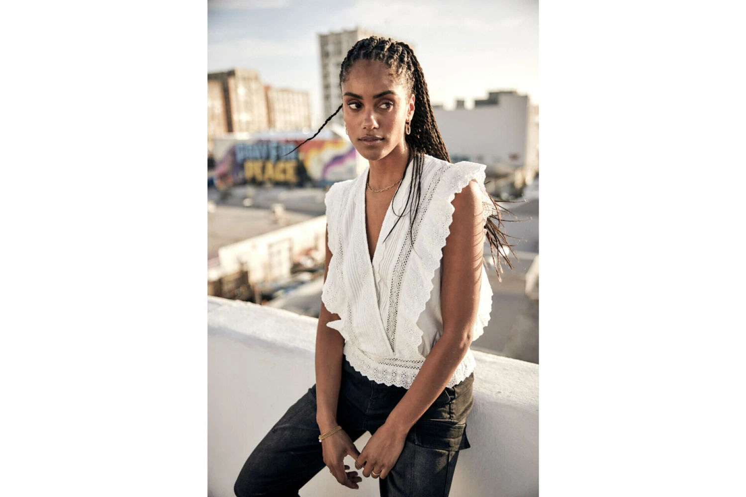 Freeman T. Porter Bernia Lace Top Sans Manches Femme, White – Image 7