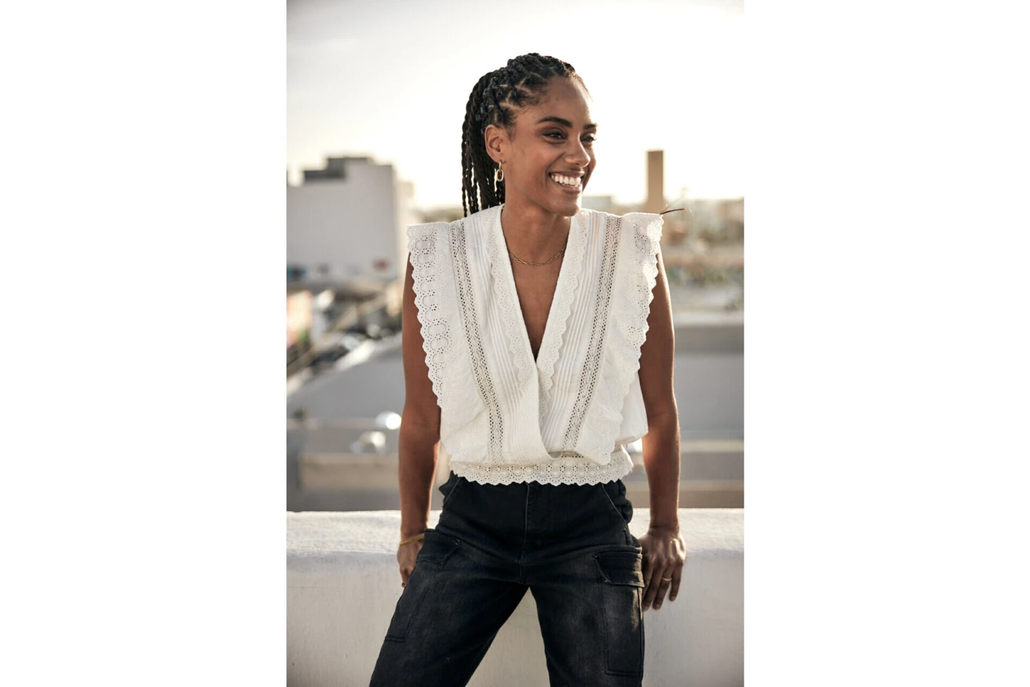 Freeman T. Porter Bernia Lace Top Sans Manches Femme, White – Image 9