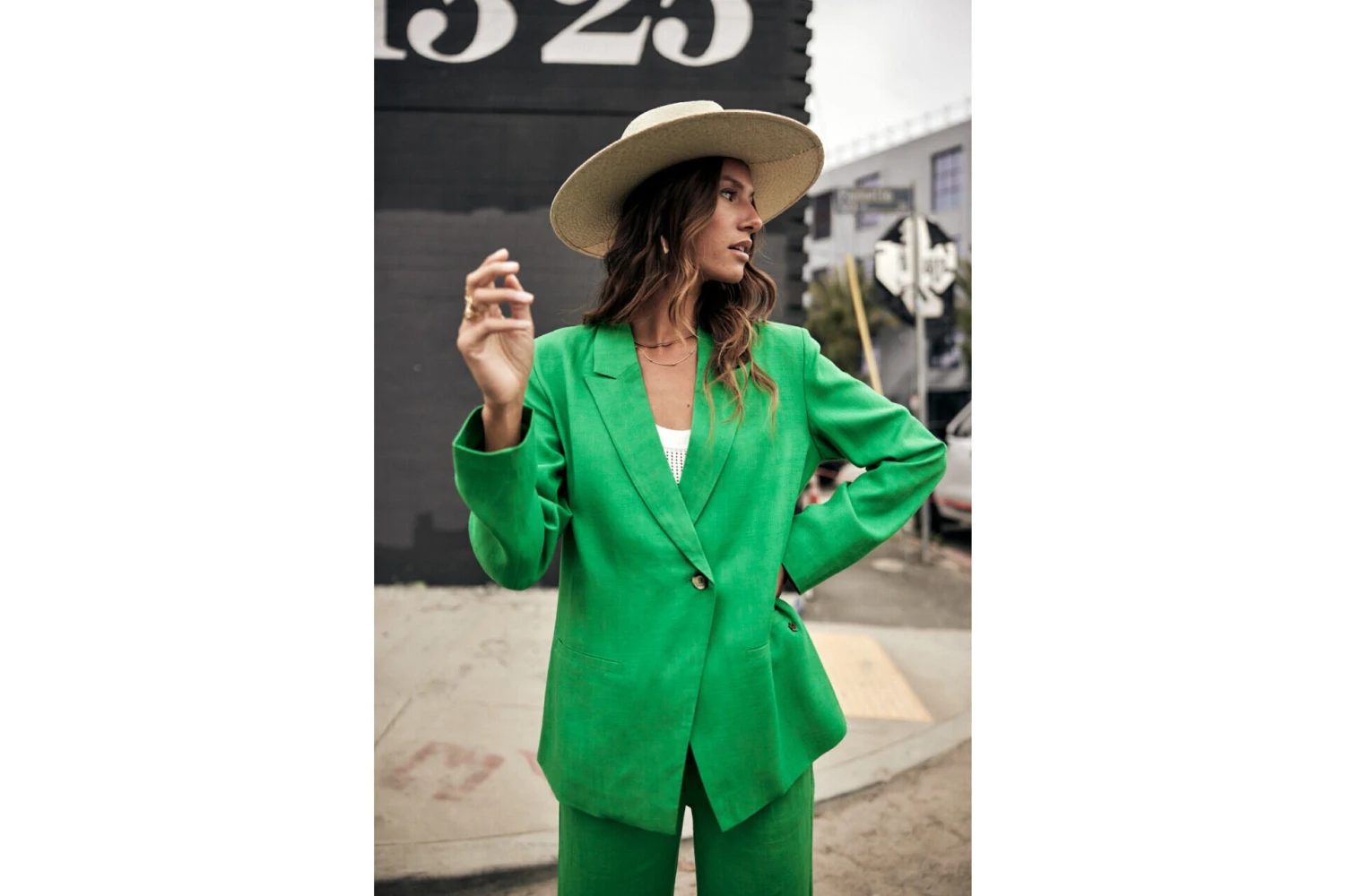 Freeman T. Porter Bernie Plain Linen Blazer Oversize Femme, Jolly Green – Image 6