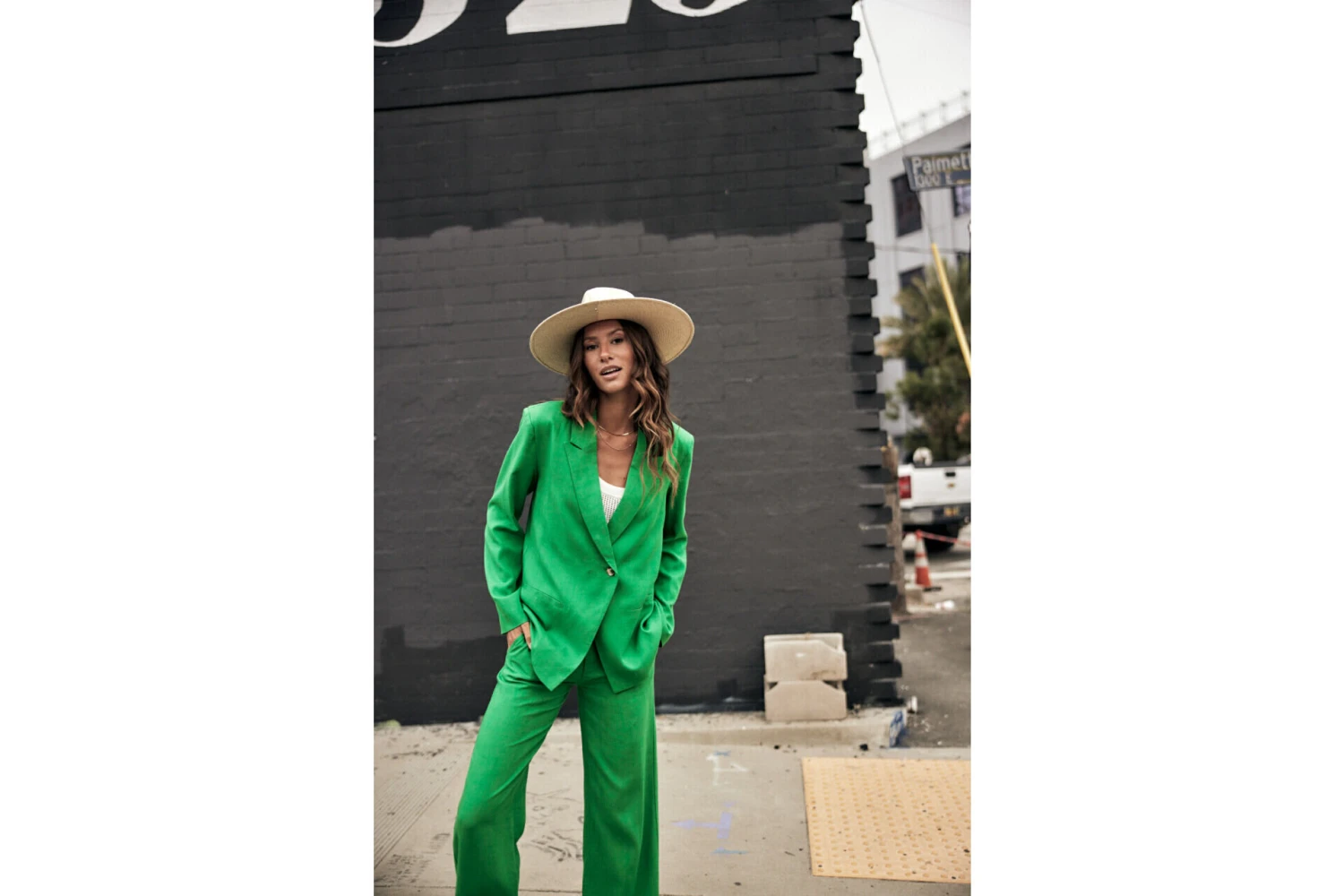 Freeman T. Porter Bernie Plain Linen Blazer Oversize Femme, Jolly Green – Image 8