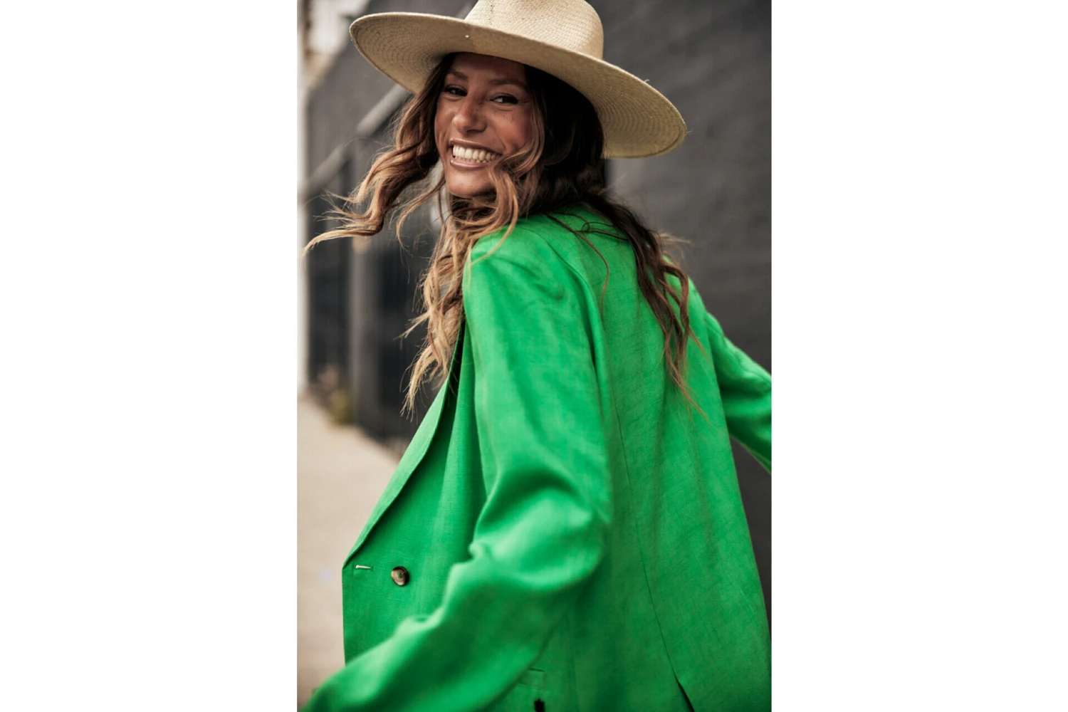 Freeman T. Porter Bernie Plain Linen Blazer Oversize Femme, Jolly Green – Image 10