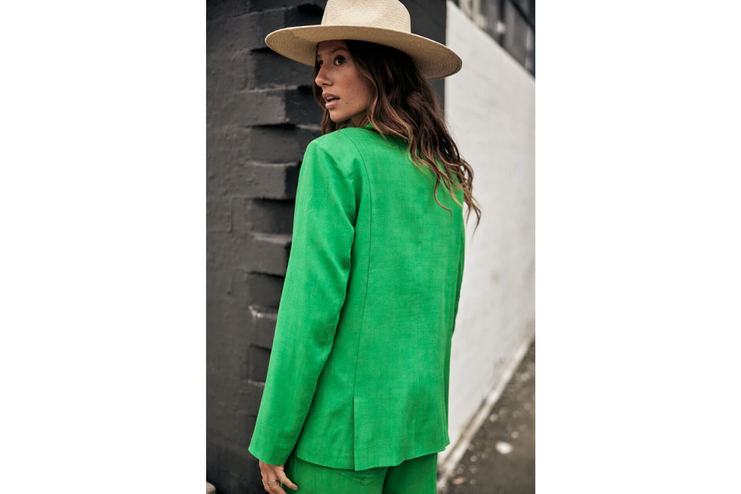 Freeman T. Porter Bernie Plain Linen Blazer Oversize Femme, Jolly Green – Image 11