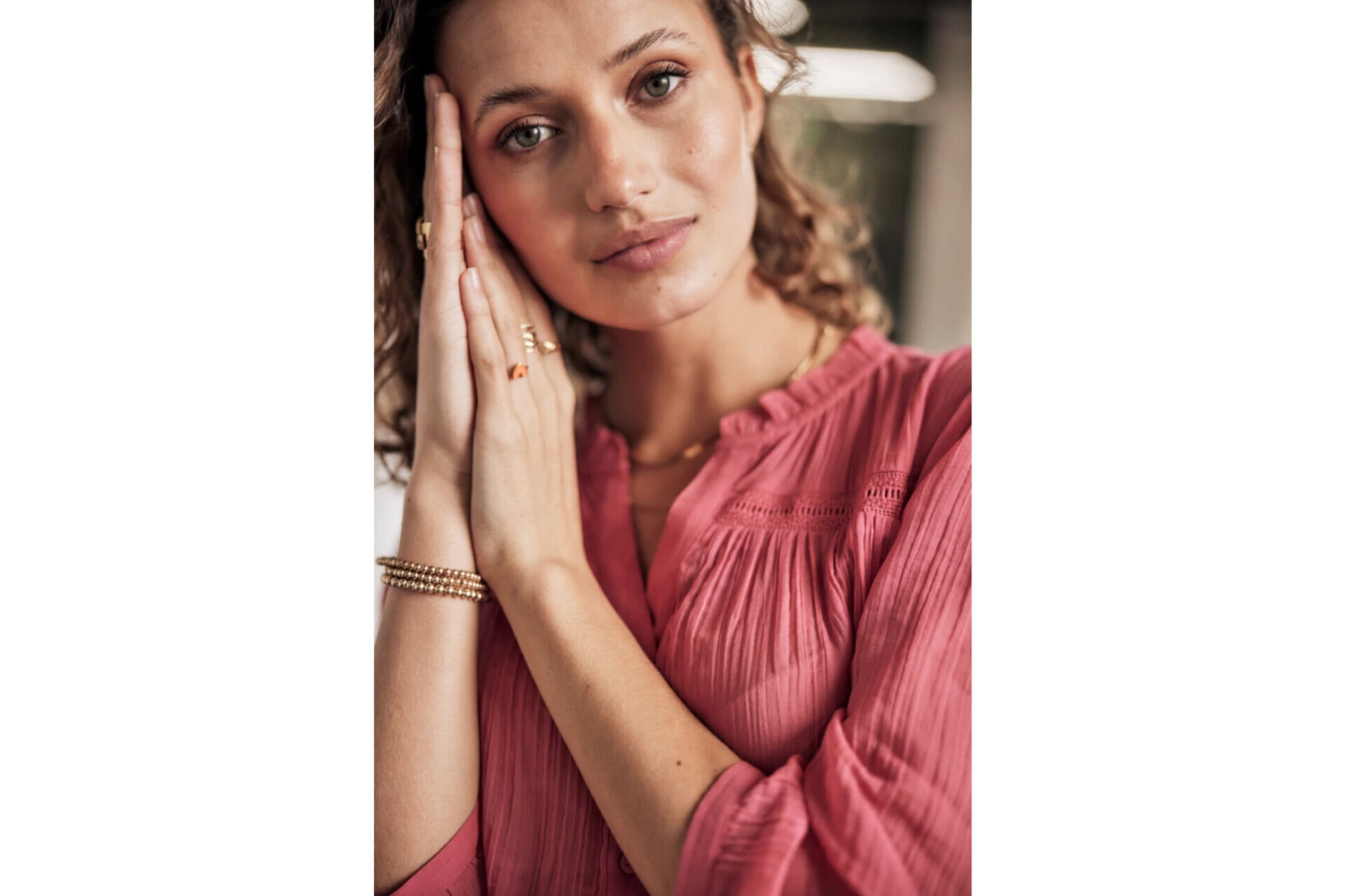 Freeman T. Porter Brune Plain Color Blouse évasée Femme, Holly Berry – Image 5