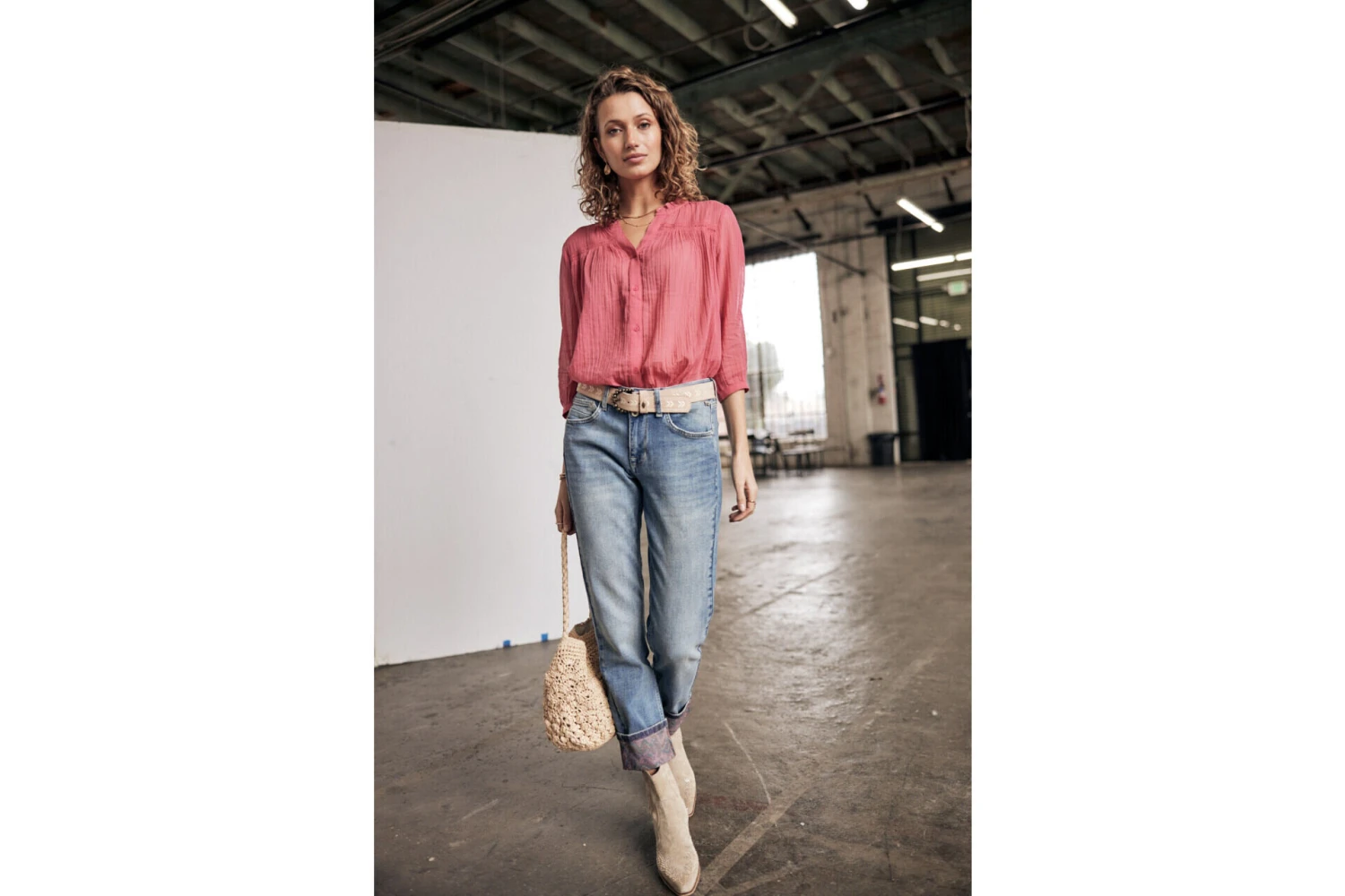 Freeman T. Porter Brune Plain Color Blouse évasée Femme, Holly Berry – Image 8