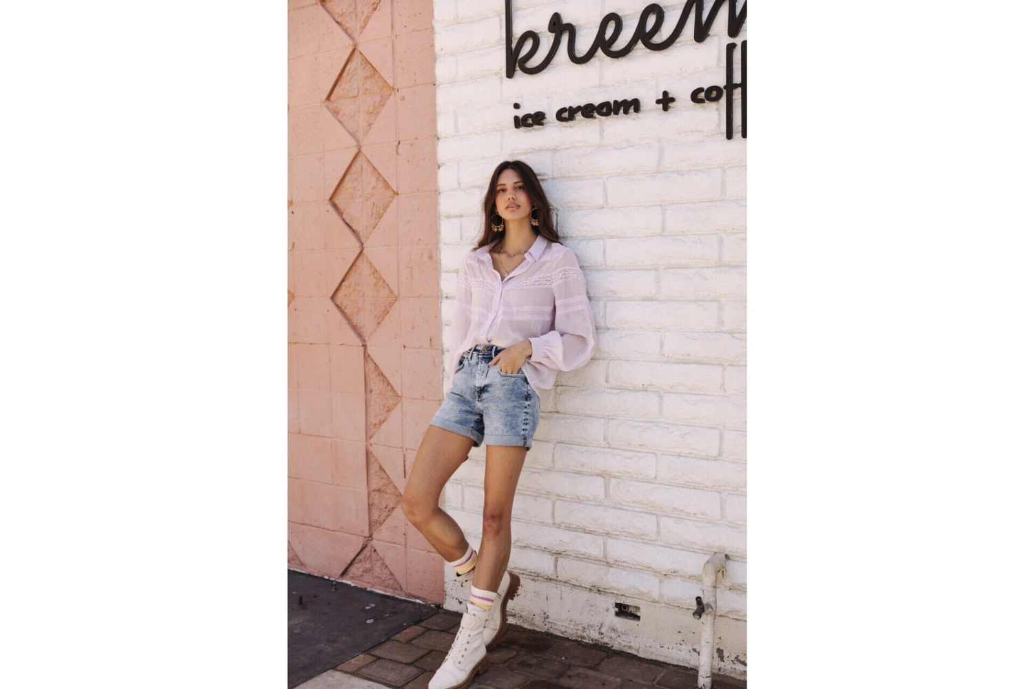 Freeman T. Porter Carline Plain Color Chemise Plissée Femme, Lilac – Image 3