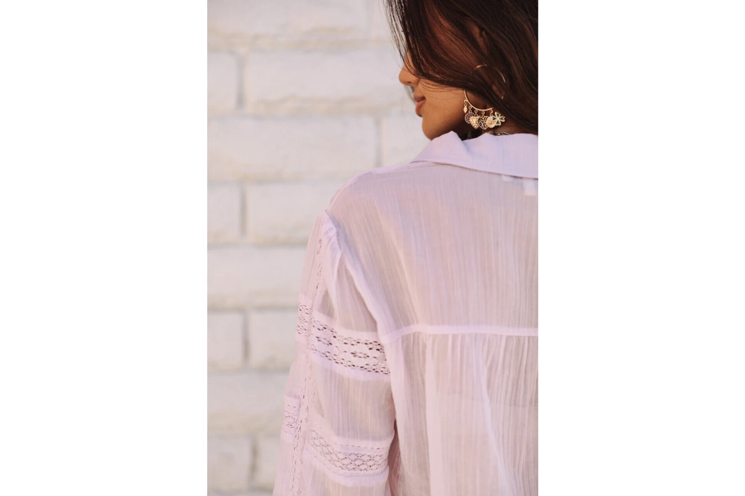 Freeman T. Porter Carline Plain Color Chemise Plissée Femme, Lilac – Image 4