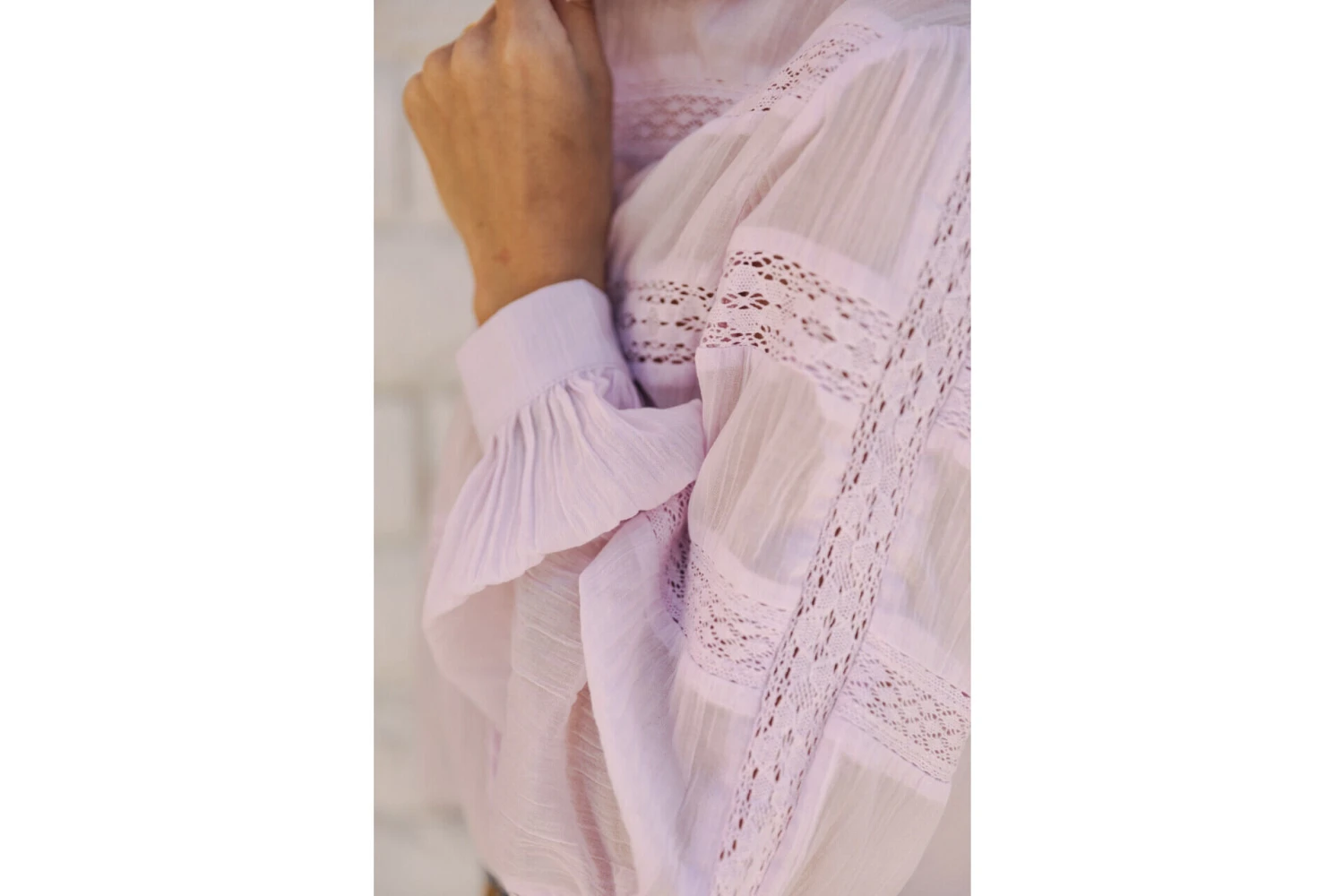 Freeman T. Porter Carline Plain Color Chemise Plissée Femme, Lilac – Image 6