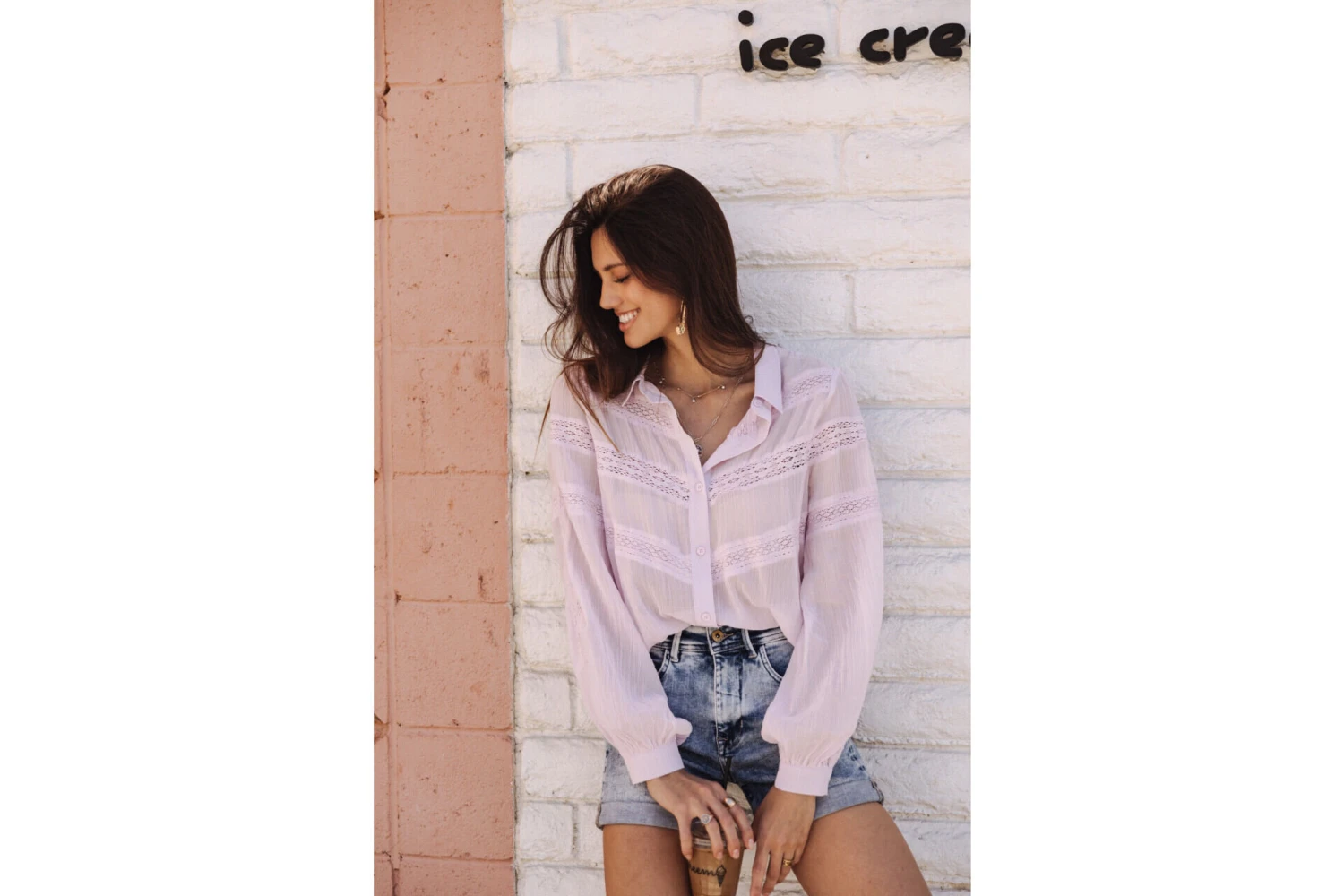 Freeman T. Porter Carline Plain Color Chemise Plissée Femme, Lilac – Image 7