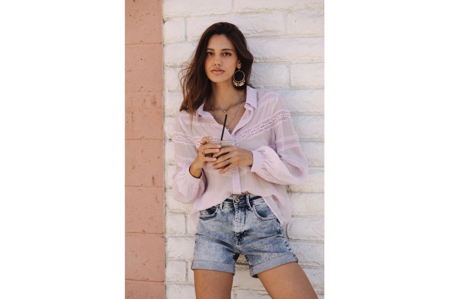 Freeman T. Porter Carline Plain Color Chemise Plissée Femme, Lilac – Image 8