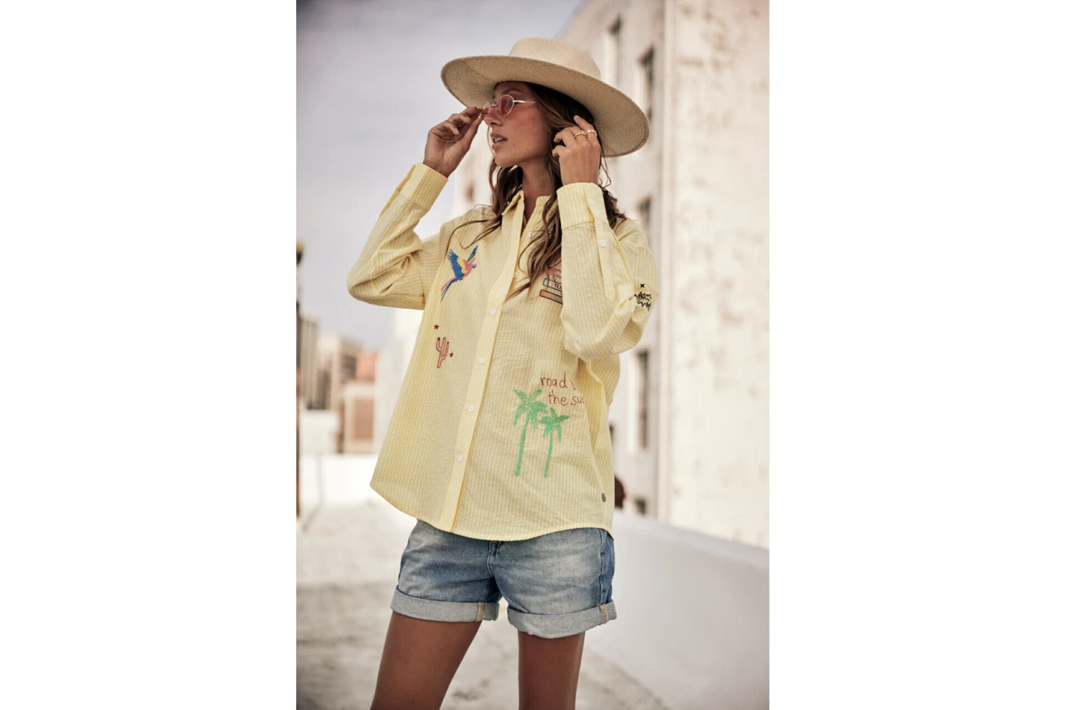 Freeman T. Porter Chella Stripes Chemise Poche Rayée Femme, Lemon