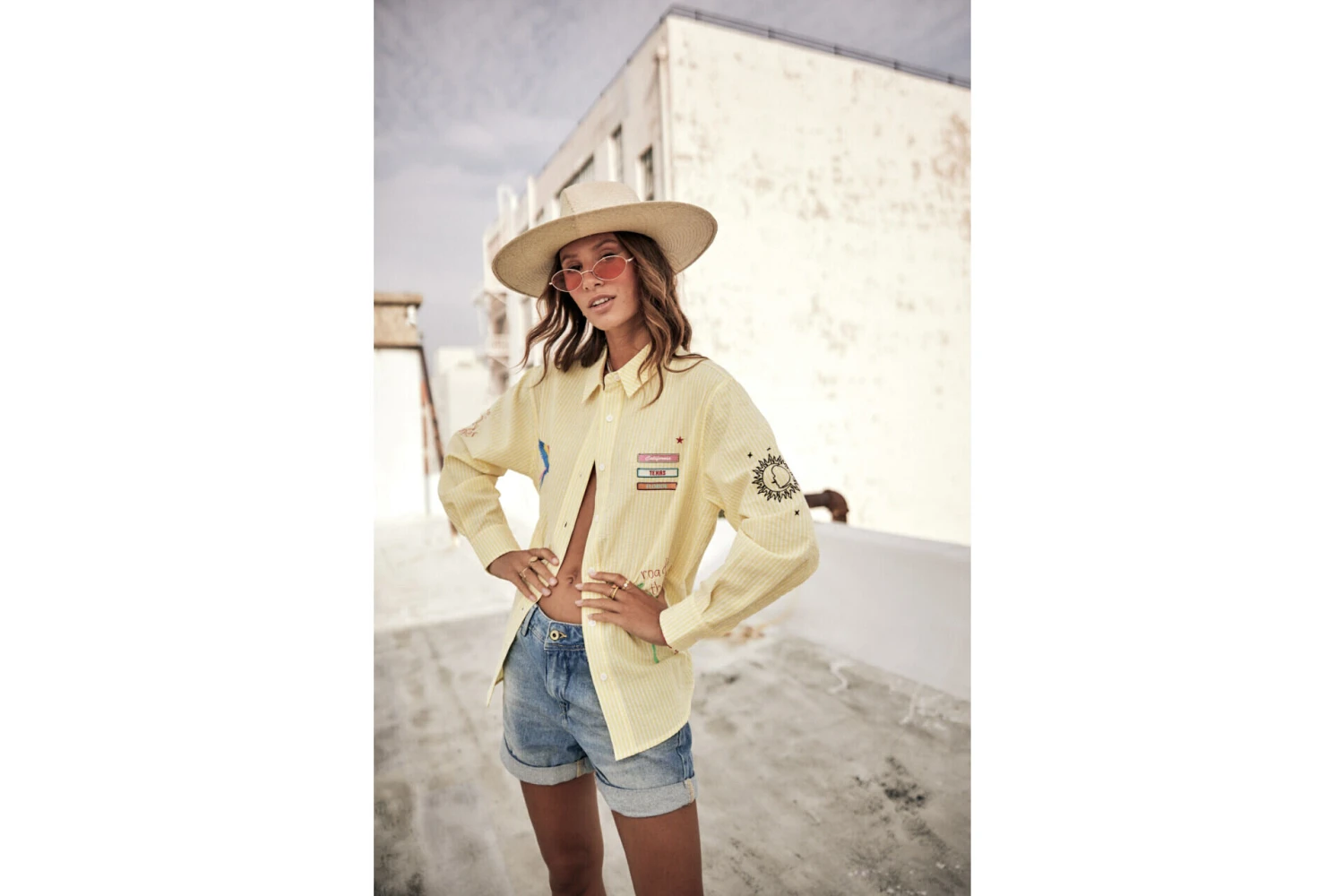 Freeman T. Porter Chella Stripes Chemise Poche Rayée Femme, Lemon – Image 2