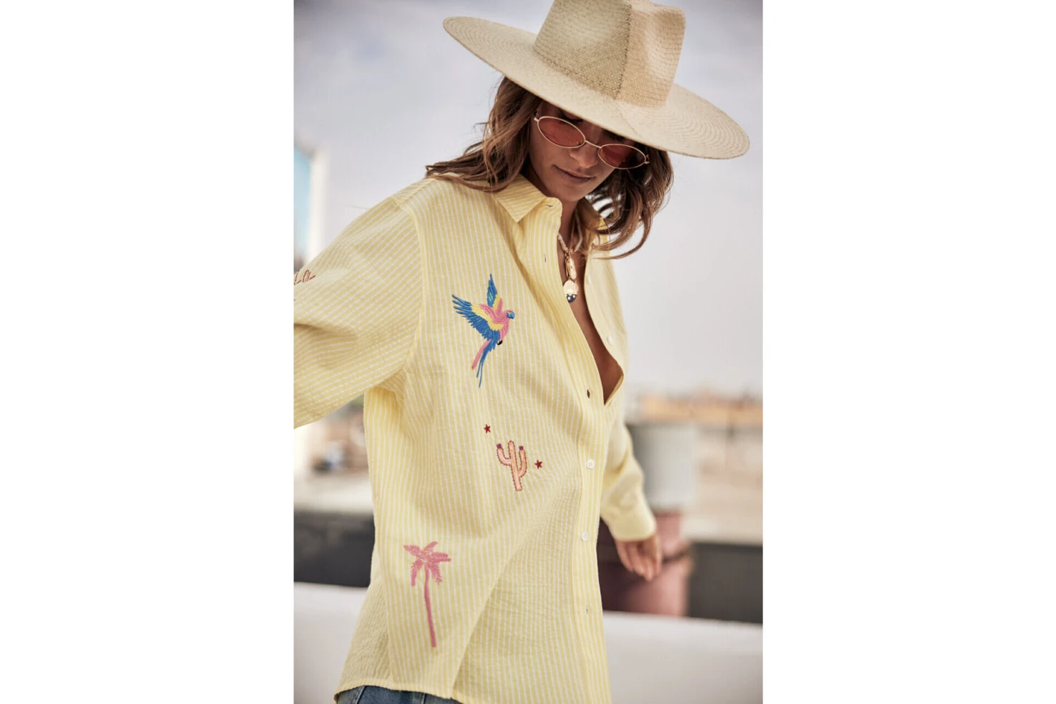 Freeman T. Porter Chella Stripes Chemise Poche Rayée Femme, Lemon – Image 4