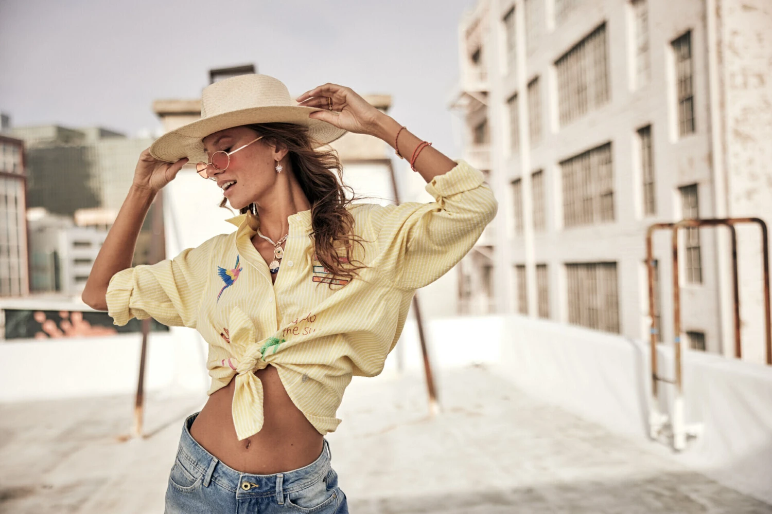 Freeman T. Porter Chella Stripes Chemise Poche Rayée Femme, Lemon – Image 11