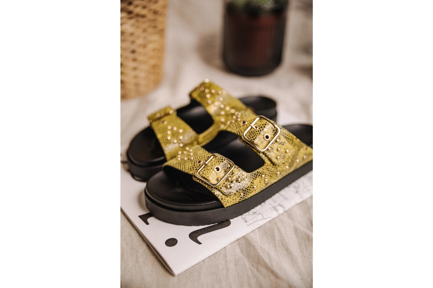 Freeman T. Porter Conny Sandales En Cuir Femme, Yellow – Image 2