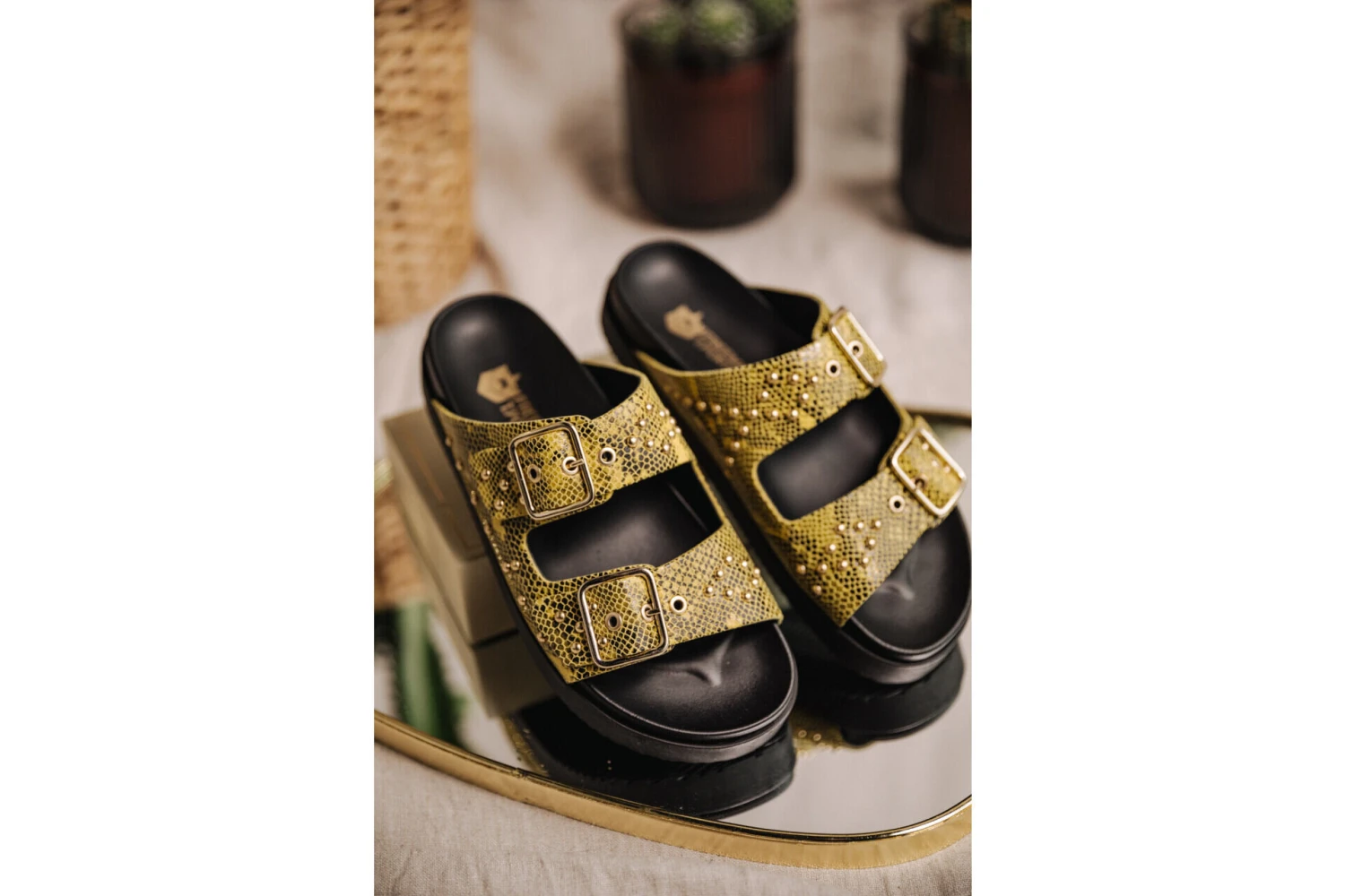 Freeman T. Porter Conny Sandales En Cuir Femme, Yellow – Image 3