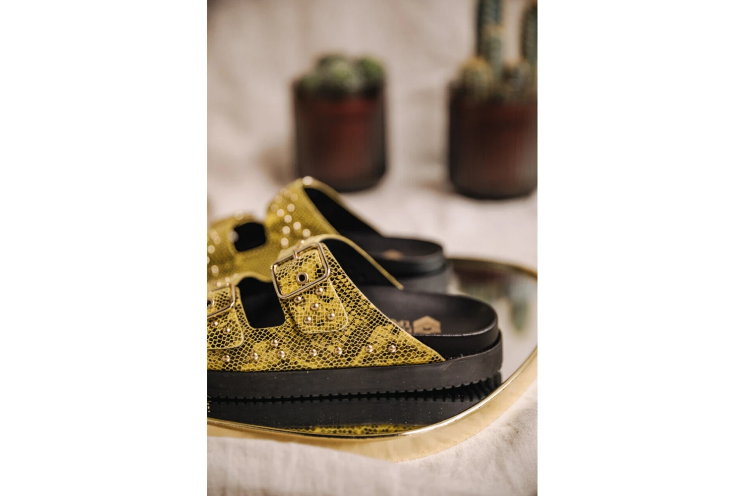 Freeman T. Porter Conny Sandales En Cuir Femme, Yellow – Image 4