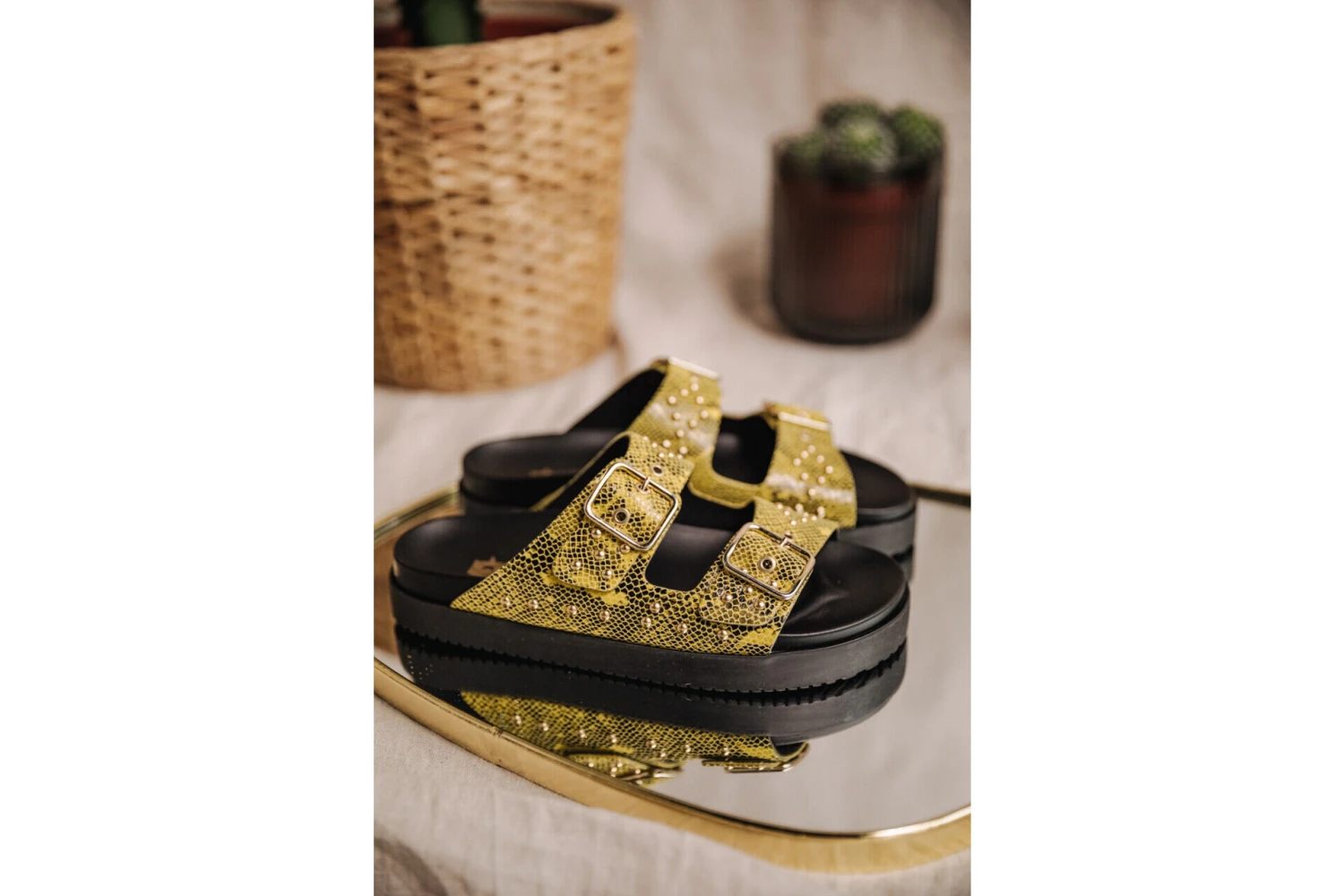 Freeman T. Porter Conny Sandales En Cuir Femme, Yellow – Image 5