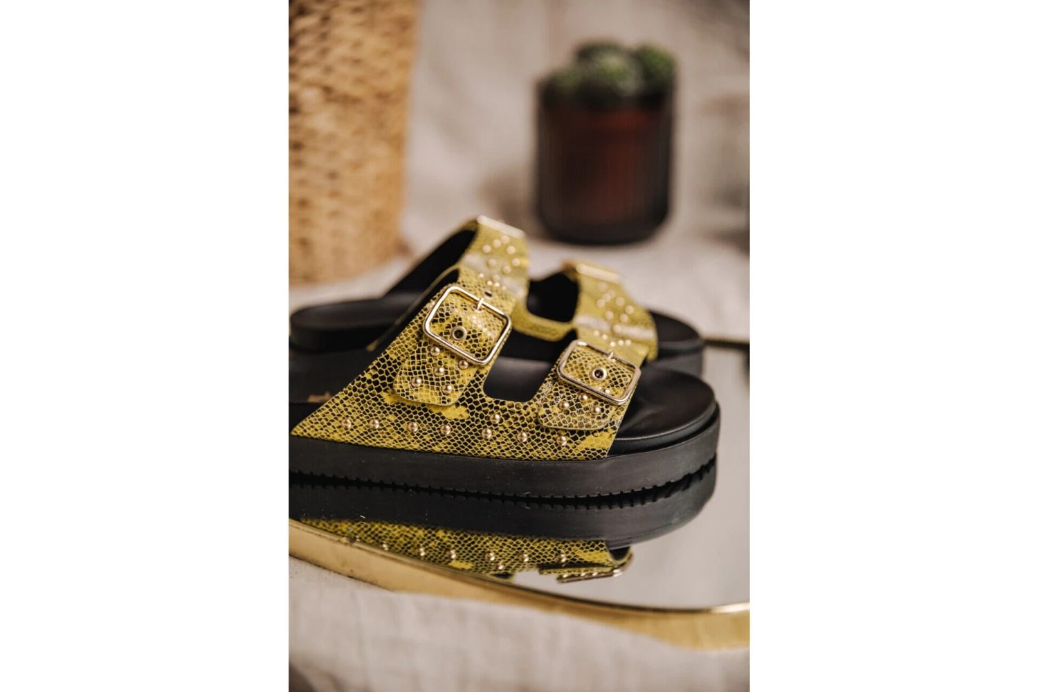 Freeman T. Porter Conny Sandales En Cuir Femme, Yellow – Image 6