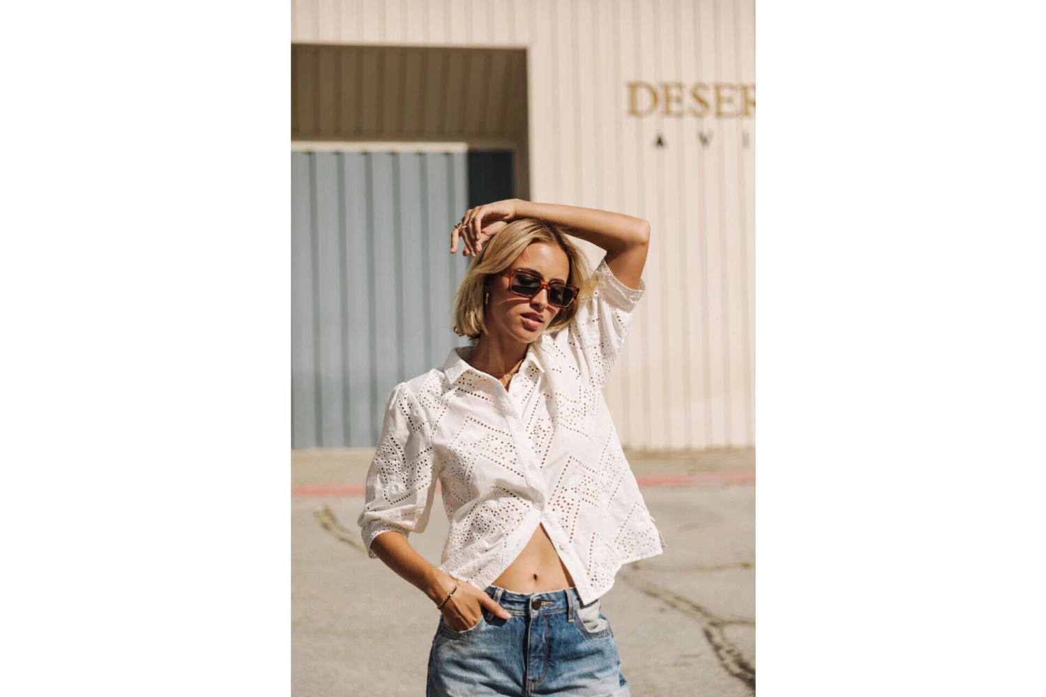 Freeman T. Porter Cresia Lace Chemise Broderie Anglaise Femme, White – Image 3