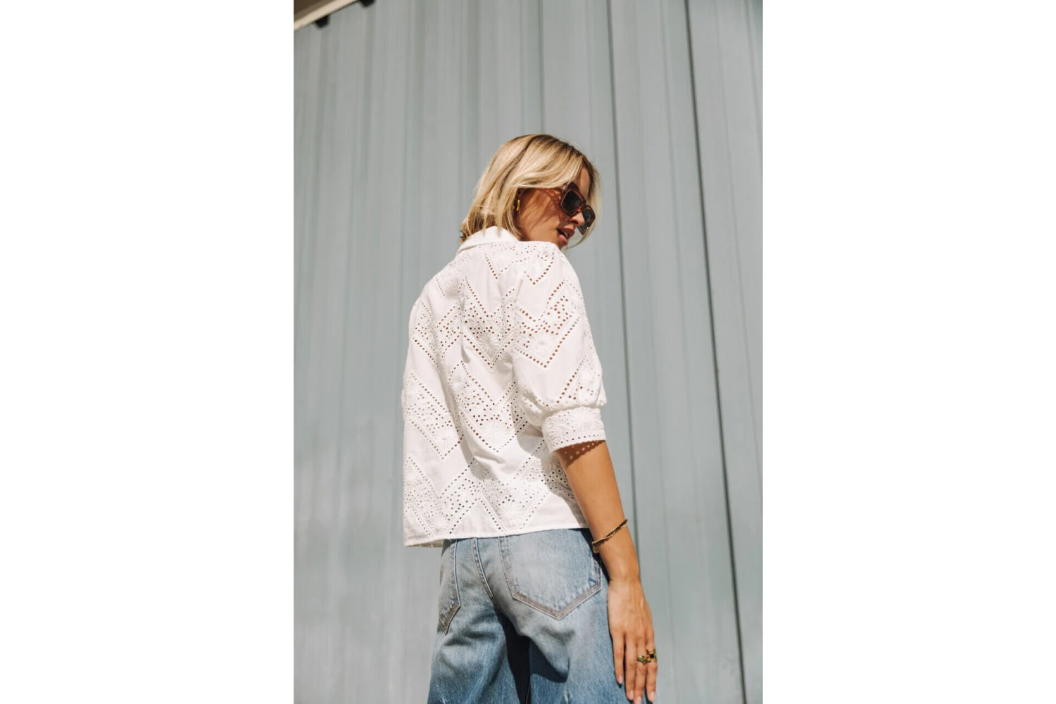 Freeman T. Porter Cresia Lace Chemise Broderie Anglaise Femme, White – Image 4