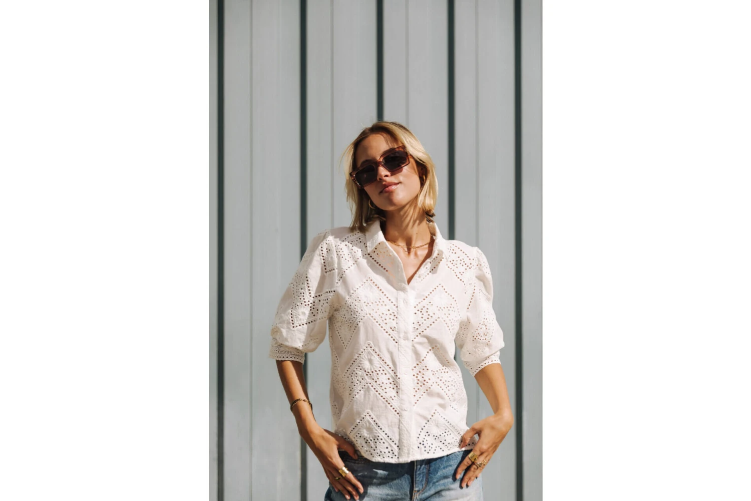 Freeman T. Porter Cresia Lace Chemise Broderie Anglaise Femme, White – Image 9