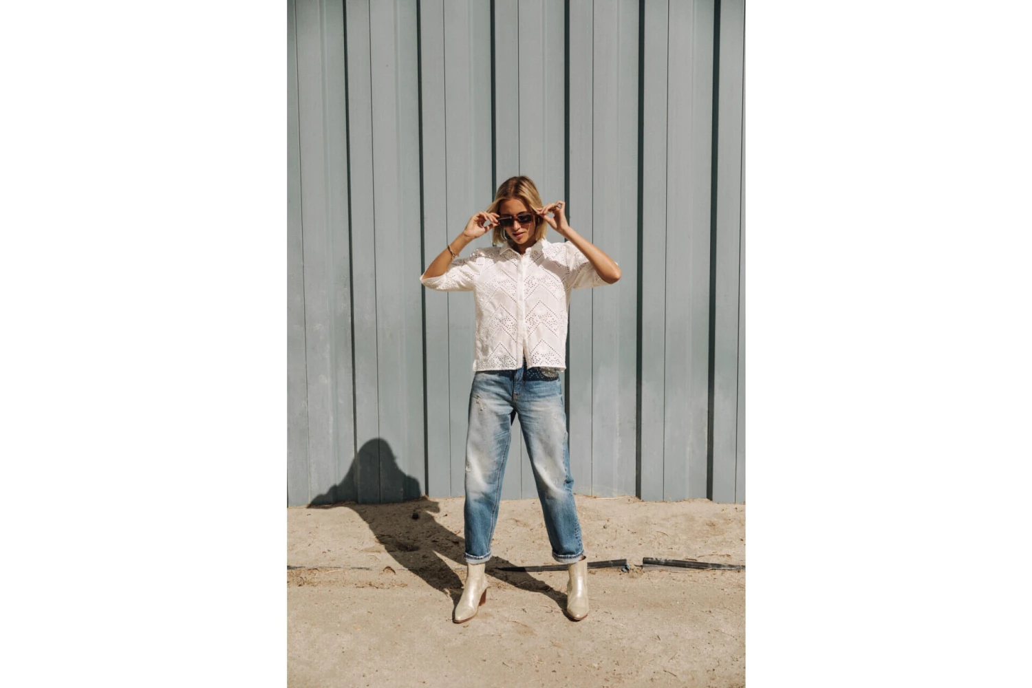 Freeman T. Porter Cresia Lace Chemise Broderie Anglaise Femme, White