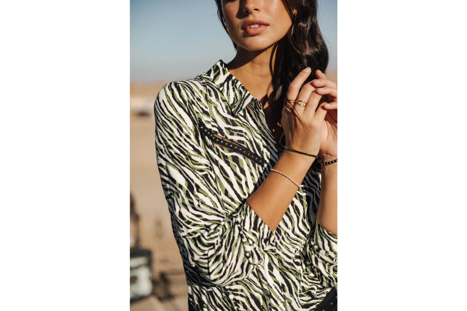 Freeman T. Porter Crizia Tigerly Chemise Imprimée Femme, Calla Green – Image 4