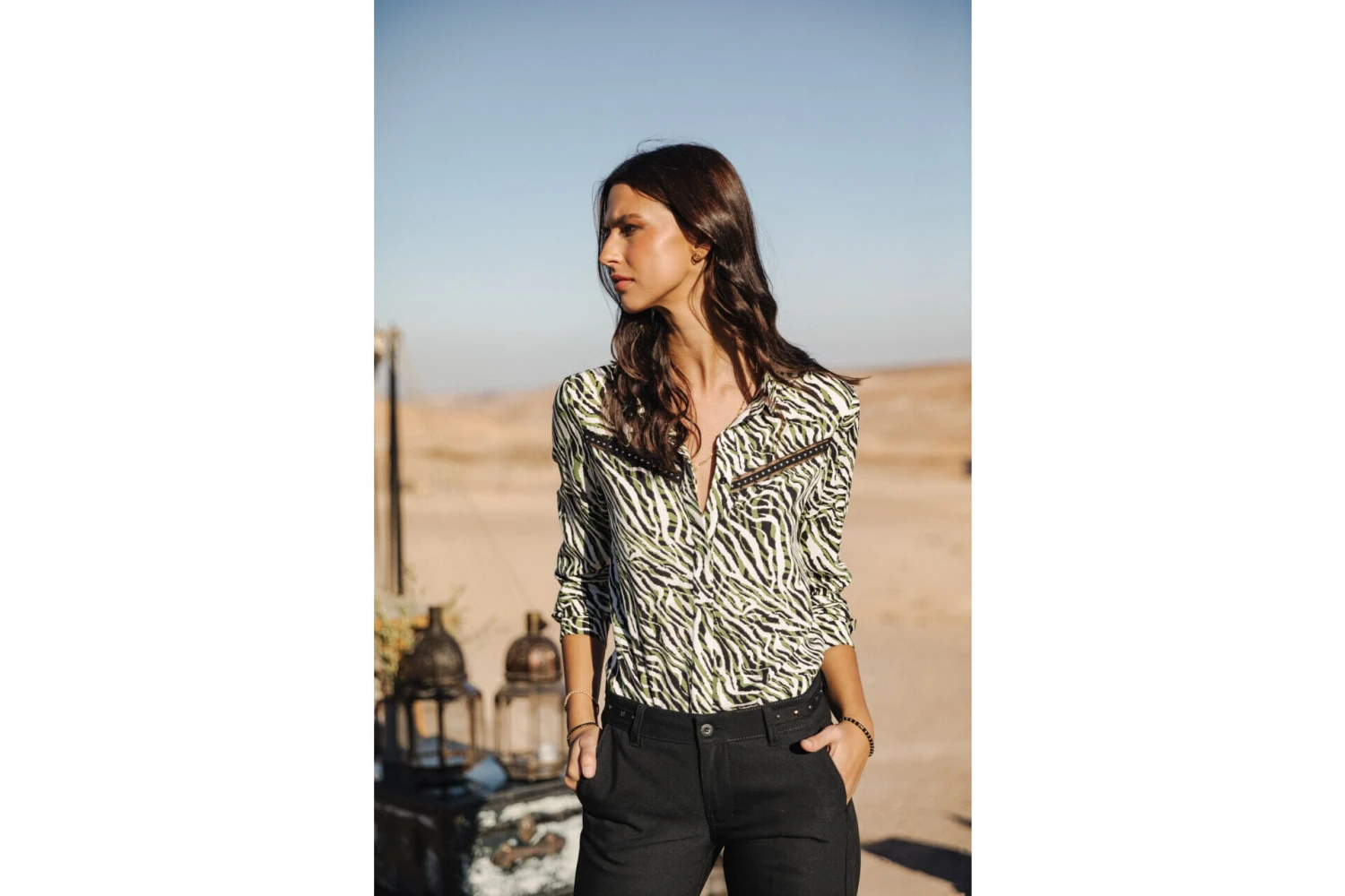 Freeman T. Porter Crizia Tigerly Chemise Imprimée Femme, Calla Green – Image 7