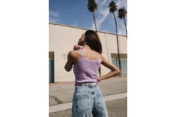 Freeman T. Porter Dansy Rib Débardeur Dentelle Femme, Purple Rose